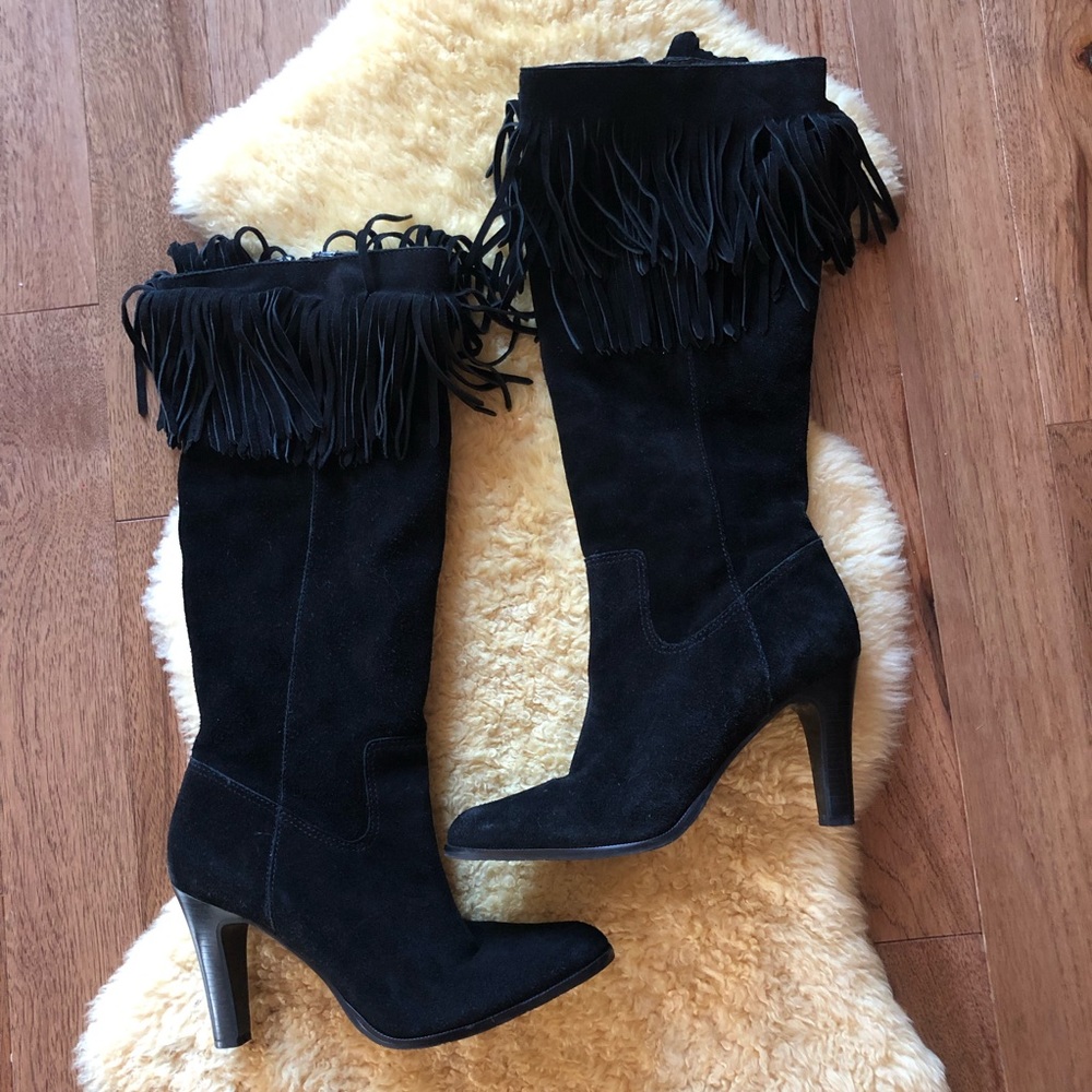 Matisse Black Suede Fringe Boots